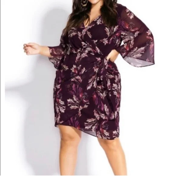 plus size burgundy wrap dress DM Pamela Special Occasion Plus Size Dress Burgundy – Moda Natty main image 1